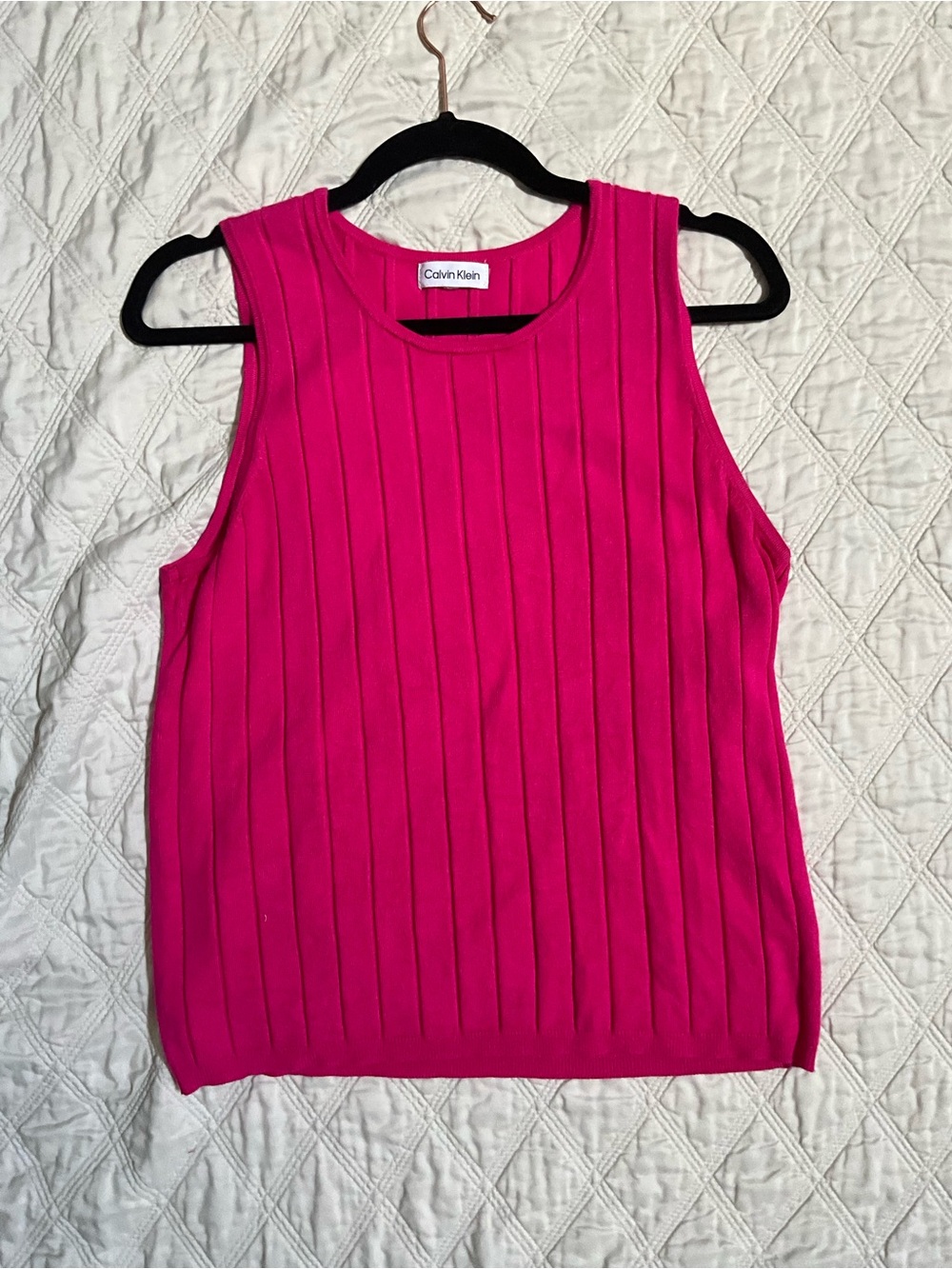 Calvin Klein Hot Pink Ribbed Sleeveless Tank